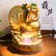 PHTY Treasure Pot Feng Shui Ornements pour la richesse de richesse ménagers Rockery Fountain Fountain Fountain Fouling Water pour générer des roues de richesse à roues d'ouverture Cadeau de pêche un seau de trésor d'or version standard W25