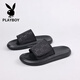 Chanclas Playboy 2025, novedad de verano, zapatos de playa para exteriores ajustables con Velcro antideslizantes informales para hombre, sandalias negras 6189 40