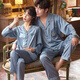 Modal wedding pajamas, newlywed couple suit, zodiac year ice silk spring and autumn red long-sleeved women and men pair of home clothes J-608 male J-105 female wine red M female