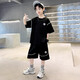 [Boys summer suit] 2025 new children's summer handsome trendy medium-sized children's short-sleeved boy sportswear NN-A1081 [Gray] 150
