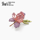She s Akiko Monet impression bright resin flower brooch high-end temperament brooch brooch silk scarf buckle birthday gift for women bare crystal powder A0