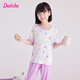 
DEESHA [ice silk is smooth] Girls' spring and summer pajamas 7A antibacterial thin short-sleeved cropped pants air-conditioning clothes for children's home clothes
