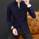 
Easy long-sleeved shirt men's stand-up collar white spring and autumn Chinese style shirt trendy brand button casual Tang suit top 9905 white XL