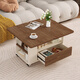 Voz de mesa de té plegable de voz de AO con pequeña sala de estar estilo crema estilo sofá borde multifuncional mini mesa de té 0.7 metros/color de nogal + crema blanco/1 bomba/con ruedas