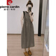 
Pier Cardin American retro plaid vest mid-length skirt for women's temperament, fashionable loose slimming back lace sleeveless dress plaid vest dress 9855 M (100-115Jin[Jin equals 0.5 kg])