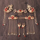 Wanbaozi Bridal Costume Xiuhe Headgear Hanfu Hair Accessory Set Chinese Tassel Phoenix Crown Xia Pei Bu Shake Toast Clothing Accessories Set (Ear Clip) If you need ear hooks, please leave a message