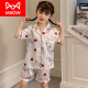 Catman (Miiow) Pajamas de seda infantil niñas Summer Summer Seda de seda de seda corta Media corta Grande Niñas Niñas Home Clothing Juego de ropa para el hogar 1047 Oso corto. Manga corta. Pantalones M 12 Tamaño 113-123C 45Jin [Jin equivale a 0.5 kg]