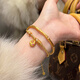 Fat Donglai's same style alluvial gold bracelet, ancient method lucky bag stacking bracelet for women, new Chinese style simple golden color that does not fade, bracelet bracelet set - high color retention alluvial gold