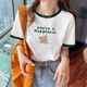 Xuanmo Shandong Jimo T-Shirt T-Shirt Sommer 2025 Neues kontrastierendes T-Shirt für Frauen mit kurzärärmigem, vielseitigem und modischen losen und schlanken KC693 Black Collar S