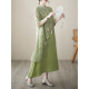 
Manlan Meng new Chinese cheongsam mother cotton and hemp ramie dress young brand 2025 new loose and versatile Khaki 9197 L