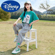 Traje de verano de Disney Girls Failable y de moda para niñas de moda de 12 a 15 años de niños Moda de dos piezas Top verde de verano + Pantalones grises 677 150