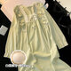 FHHUABD Pajama intégré pour femmes, coton à manches longues et automne 2024 NOUVELLES vêtements de maison sucrés de style princesse 9926 Green pour femmes (poitrine de poitrine) m [suggérer le poids 80-100 Jin [Jin est égal à 0,5 kg]].