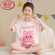 LangSha short-sleeved pajamas junior high school students summer thin pure cotton cartoon cute teenager home suit MQ6626 short-sleeved women's style average size 12 size Height 110-120 Weight 35-4