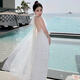 Dongjing French bride's morning robe, halter neck light wedding dress, wedding nightgown, bridesmaid can wear a small white skirt, vacation skirt, white S