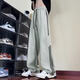 Erzblieb gestreifte Ice Seidenhose Herren Sommer Dünne lose, gerade große Hose für Jugend 2025 Neue Freizeithosen Grün XL (120jin [Jin entspricht 0,5 kg] -140jin [Jin entspricht 0,5 kg])