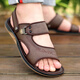 Red Dragonfly [Empfohlen von der zentralen Mutter] Herren Sommer 2025 Neue äußere atmungsaktive Ledersandalen echte Lederschuppen Anti-Rutsch-Rindfleisch-Sehnen-Sohle Beachschuhe 6227 Khaki Rindfleisch Sehne Sohle 37