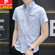 Pierre cardin summer new men's short-sleeved shirt Korean casual loose versatile trendy shirt men's half-sleeved handsome inch shirt 846 khaki thin M weight 108 Jin [Jin equals 0.5 kg]