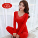FHHUABD A piece of red women's autumn clothes and autumn pants women's suit thermal underwear set in the year of birth 9906 big red one size