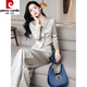 Pierre Cardin Suit Women's Spring and Autumn 2025 New Professional Commuting Fashion Two-piece Suit European Acetate Fashionable Western Suit Champagne Suit L Recommended 100-115 Jin Jin equals 0.5 kg