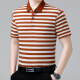Neues Mulberry Seiden kurzärmeligte T-Shirt für Männer Sommer mittleren Alters und älteren Daddy tragen dünnes, Streifenpolo-Hemd mit Streifen, Blau S 165/105