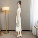 
Silk cypress stand collar cheongsam skirt 2025 summer new women's new Chinese style mid-length dress