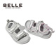Belle Children's Shoes Girls Sandals 2025 Summer New Children's Open-Toe Beach Shoes Soft Sole Casual Sports Sandals for Middle and Large Children Silver 26 Foot Length 15.8-16.4cm