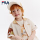 Fila Fila Children's Clothing Children's Casual Comfortable Tops 2024 Autumn Boys' Woven Short-Sleeved Shirt Trendy Maltose White-IV 120 cm