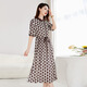 Ink Beauty Elegant and elegant silk stretch double Qiao retro short-sleeved mid-length skirt printed mulberry silk dress 9058 Chocolate M (90-115Jin Jin is equal to 0.5kg)