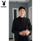 Playboy men's black shoulder pad suit jacket men's spring and autumn style handsome outfit casual suit youth jacket black (front shoulder style) 3XL