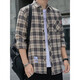 Sitio web oficial, sitio web oficial, camisa casual de celosía, camisa de manga larga de primavera y otoño de los hombres, top coreano, retro, semir k12111 amarillo y azul, m 90-110Jin [Jin equivale a 0.5 kg]