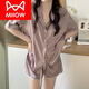 Catman (MiiOW) pajamas for women in summer ice silk thin short sleeves 2024 new internet celebrity casual home clothing summer suit color #YX 9201 M [75 98]Jin[Jin equals 0.5 kg]