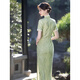 With the European (YIOU) green cheongsam temperament, the new Chinese style new summer college entrance examination dress, young small person 9716 green cheongsam S