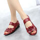 Fan'an Mother Shoes Sandals for Women Summer Flat Sole de cuero de mediana edad genuina cómoda tendón de carne de res zapatillas bucas de pescado de mediana edad y anciana A5012 Negro 35