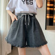 Zhang Fanyu A-Line High-Waist Denim Shorts pour femmes en été slim slim shorts pour les étudiants et les vêtements pour femmes de taille plus.