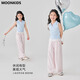 
moonkids girls summer pants children 2025 new summer dress striped wide-leg pants girls casual sweatpants lace straight pants two-pair [15292 pink + 15277 blue] 110 cm