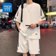 
Jewish sports suit men's summer thin loose trendy ice silk short-sleeved T-shirt men's shorts casual two-piece set men's clothing FKS653 black suit L about 110-130Jin [Jin equals 0.5 kg] can be worn