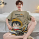 Yougang pajamas for men in summer short-sleeved pure cotton thin style for teenagers in summer can wear outside and add fat to increase the size of men's home clothes. 1503 XL (175cm recommended weight 130-155)