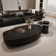 Xia Mi special-shaped slate mango coffee table living room household small apartment high-end atmosphere light luxury high-end sense 2025 new solid wood wood style 120 matte black + 60 gray glass