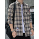 
[Same style of Lei Jun] Plaid casual shirt men's spring and autumn long-sleeved shirt Korean top retro loose Lei Zong same style K12109 green (Fleece M 90-110Jin [Jin equals 0.5 kg]