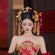DUALMELLA bridal Chinese Xiuhe dress golden headdress flower tassel hairpin classical dragonfly new dragon and phoenix gown knot headdress set G0196
