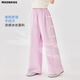 Moonkids Girls Ice Silk Широко-носовые брюки 2025 Летние новые детские комары брюки Cool Summer's детская одежда повседневная брюки Два сета 15321 Розовый фиолетовый + 15277 Розовый 130 см.