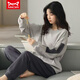 Catman MIIOW pure cotton pajamas with breast pad for women in spring and autumn long sleeves can be worn for women's full cotton home clothing set 9226 (breast-free cotton) M [Suggested 80-105 Jin [Jin equals 0.5 kg]]