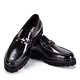 Sachi men's shoes spring and autumn new fashion metal buckle formal shoes British patent leather loafers casual business leather shoes trend black 39