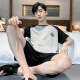 雅鹿睡衣男夏季短袖短裤棉质青少年初中学生套装男款家居服胖子4XL HDE9928 L