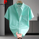 Pierre cardin solid color short-sleeved shirt for men 2025 summer new fashion casual versatile slim Korean version of hot embroidery shirt D682 white M