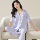 Pijama de Hanrui para mujeres en verano Modal delgado Pantalones de manga corta Gran tamaño Seda de seda de hielo fresco Conjunto de ropa para hombres para hombres N12101 Mujeres 12301 Hombres 170 Modelo de mujeres M