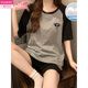 
Modal pajamas women's summer short sleeves with chest pad integrated home clothes loose large size casual new suit for outside wear 12347 full puppy with chest pad M