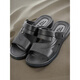 Huili Shanghai summer sandals men's simple casual non-slip wear-resistant daily work two-wear large-size beach sandals Huili 3888 (new model)/black 44 standard code