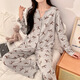 Ziwei Qifeng bow suspender pajamas for women with chest pad three-piece collar cardigan jacket long-sleeved home clothing set 13803 black three-piece set with chest pad 170 M suggestion 80-100