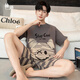 Yougang pajamas for men in summer short-sleeved pure cotton thin style for teenagers in summer can wear outside and add fat to increase the size of men's home clothes. 1503 XL (175cm recommended weight 130-155)
